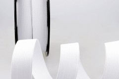 Ribbon Elastic - 10mm wide - White (25m reel)