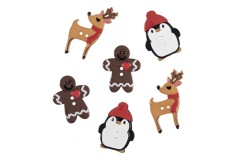Christmas Buttons - Assorted Designs - Pack of 6