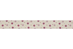 Bowtique Grosgrain Ribbon - 15mm wide - Spots & Dots  - Pink (5m reel)