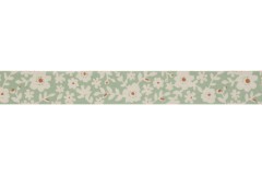 Bowtique Natural Cotton Ribbon - 15mm wide - Floral - Green / Orange (5m reel)