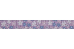 Bowtique Grosgrain Ribbon - 15mm wide - Flowers - Lilac / Blue (5m reel)