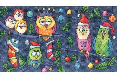 Heritage Crafts - Karen Carter - Birds of a Feather - Christmas Owls (Cross Stitch Kit)
