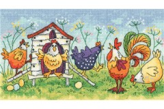 Heritage Crafts - Karen Carter - Birds of a Feather - Happy Hens (Cross Stitch Kit)