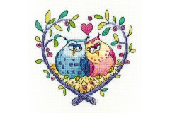 Heritage Crafts - Karen Carter - Birds of a Feather - Love Owls (Cross Stitch Kit)