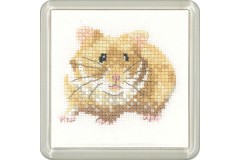 Heritage Crafts - Little Friends Coaster Kit - Hamster (Cross Stitch Kit)