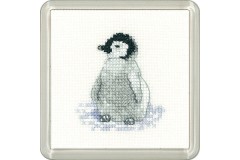 Heritage Crafts - Little Friends Coaster Kit - Penguin (Cross Stitch Kit)