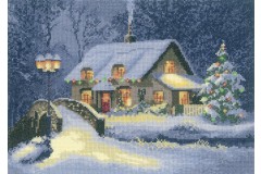 Heritage Crafts - John Clayton Collection - Christmas Cottage (Cross Stitch Kit)