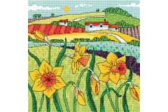 Heritage Crafts - Karen Carter Collection - Daffodil Landscape (Cross Stitch Kit)
