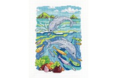 Heritage Crafts - Karen Carter Collection - Dolphins (Cross Stitch Kit)