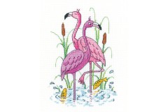 Heritage Crafts - Karen Carter Collection - Flamingos (Cross Stitch Kit)