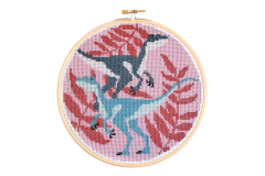 Hawthorn Handmade - Contemporary Cross Stitch Kit - Velociraptors