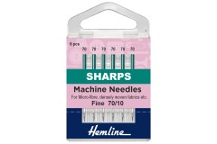 Hemline Machine Needles, Sharp/Micro, Size 70/10, Fine (pack of 6)