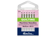 Hemline Machine Needles, Quilting, Size 80/12, Medium (pack of 6)