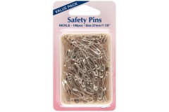 Hemline Safety Pins, 27mm, Silver (pack of 100)