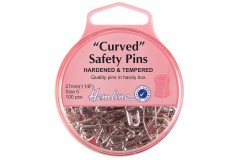 Hemline Safety Pins, Curved, 27mm, Silver (pack of 100)