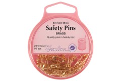Hemline Safety Pins, 20mm, Brass (pack of 50)