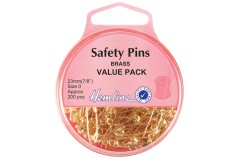 Hemline Safety Pins, 23mm, Brass (pack of 200)