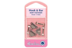 Hook & Bar, Skirt / Trouser Fasteners, Small, Silver Metal (3 sets)