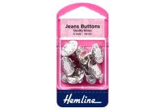 Hemline Jeans Buttons - Silver - Decorative Tops - 16mm - Pack of 6