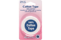 Hemline Cotton Tape - 12mm - White (5m reel)