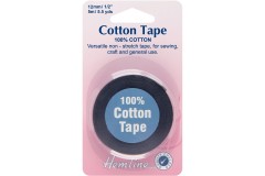 Hemline Cotton Tape - 12mm - Black (5m reel)