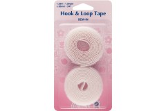 Hemline Hook & Loop Tape,  Sew-On, 20mm x 1.25m, White