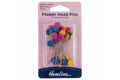 Hemline Flower Head Pins, 54mm, Assorted Colours (pack of 36)
