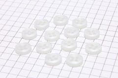 Round 4-Hole Rimmed Buttons, Pearlescent White, 8.75mm (pack of 13)