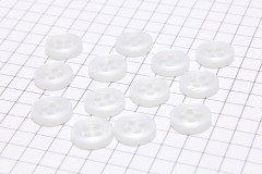 Round 4-Hole Rimmed Buttons, Pearlescent White, 10mm (pack of 13)