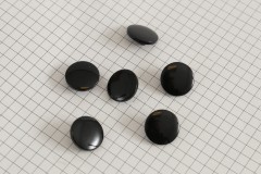 Round Flat Buttons, Black, 16.25mm (pack of 6)
