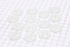 Round Flower Effect Buttons, Pearlescent White, 11.25mm (pack of 14)