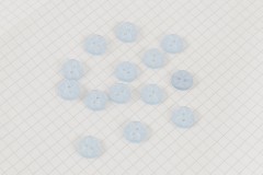 Round Flower Effect Buttons, Pearlescent Baby Blue, 11.25mm (pack of 14)