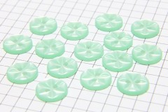 Round Flower Effect Buttons, Pearlescent Light Green, 11.25mm (pack of 14)