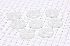 Round Flower Effect Buttons, Pearlescent White, 13.75mm (pack of 8)