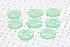 Round Flower Effect Buttons, Pearlescent Light Green, 13.75mm (pack of 8)