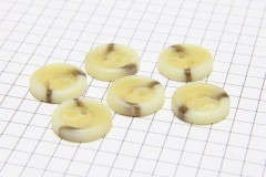 Round Rimmed Buttons, Cream Marble, 15mm (pack of 6)