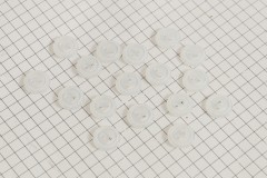 Round Bevelled Rim Buttons, Pearlescent White, 11.25mm (pack of 17)