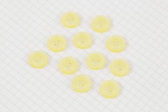 Round Bevelled Rim Buttons, Pearlescent Yellow, 13.75mm (pack of 11)