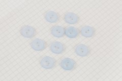 Round Bevelled Rim Buttons, Pearlescent Baby Blue, 13.75mm (pack of 11)