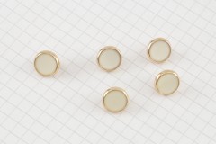 Round Gold Rimmed Buttons, White, 11.25mm (pack of 5)