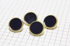 Round Gold Rimmed Buttons, Navy, 15mm (pack of 4)