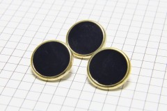 Round Gold Rimmed Buttons, Navy, 17.5mm (pack of 3)