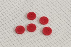 Round Crimp Edge Buttons, Red, 15mm (pack of 5)