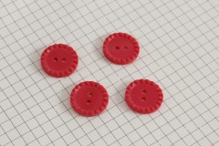Round Crimp Edge Buttons, Red, 17.5mm (pack of 4)