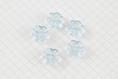 Flower Shape Buttons, Transparent Sky Blue, 15mm (pack of 5)
