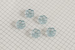Flower Shape Buttons, Transparent Blue, 15mm (pack of 5)