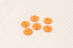 Round Flat, 2-Hole Button, Orange, 14mm (pack of 6)