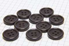 Round Rimmed Buttons, Brown, 15mm (pack of 10)