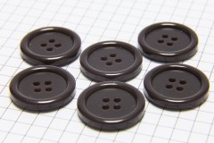 Round Rimmed Buttons, Brown, 20mm (pack of 6)