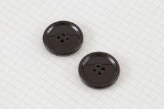 Round Rimmed Buttons, Brown, 27.5mm (pack of 2)